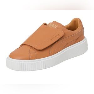 NWT ~ Puma Basket Platform Strap Leather Apple Cinnamon Slip-On Sneakers.